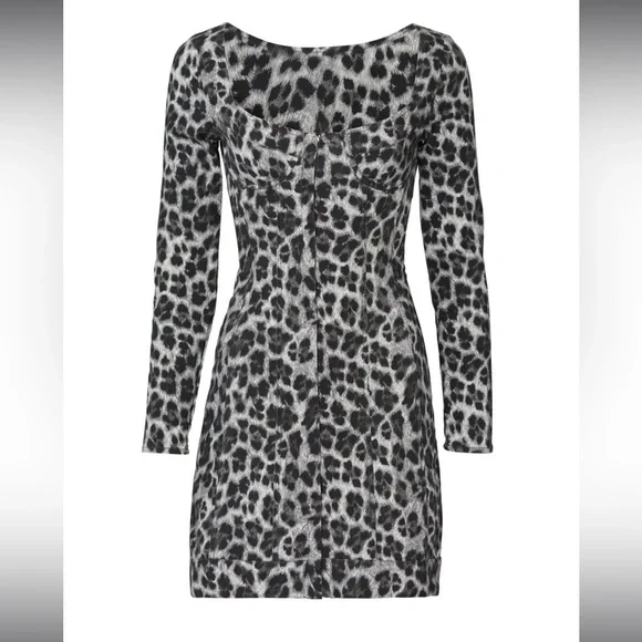Miaou Dree Leopard Print Corset Bustier Denim Mini Dress XS - Picture 8 of 11